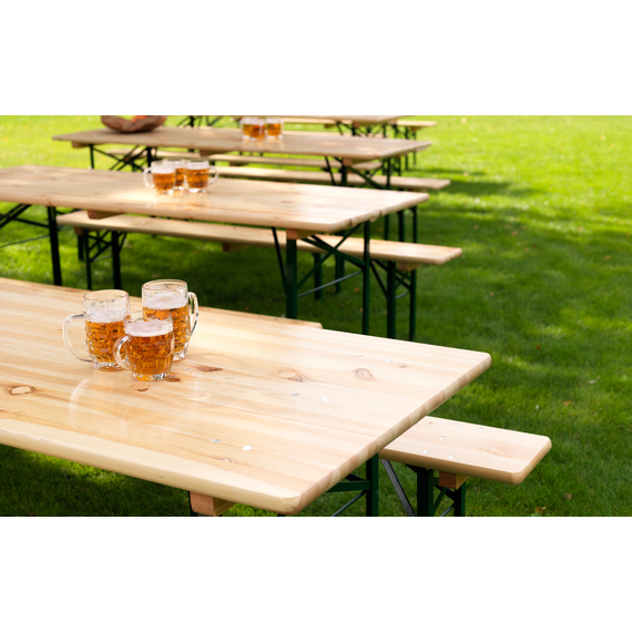 Feros Fiesta - klappbares Biergarnitur-Set mit Tisch 80 cm, Grün/Holz, Bild 5