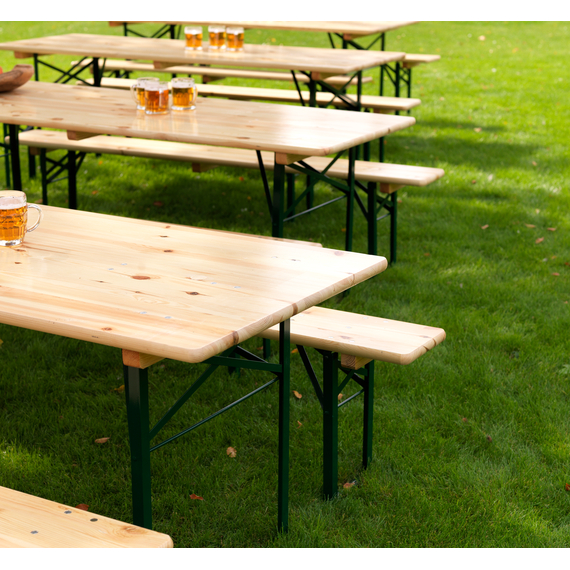 Feros Fiesta - klappbares Biergarnitur-Set mit Tisch 50 cm, Grün/Holz, Bild 4