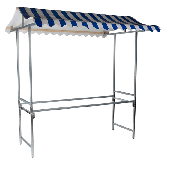 Feros Maastricht - professioneller Marktstand 200x151x232 cm, Blau/Weiß, Bild 2