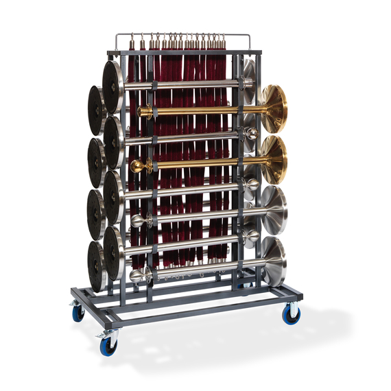Feros Trolley Elegance - für 16 Absperrpfosten und Seile, Hammerite Silber