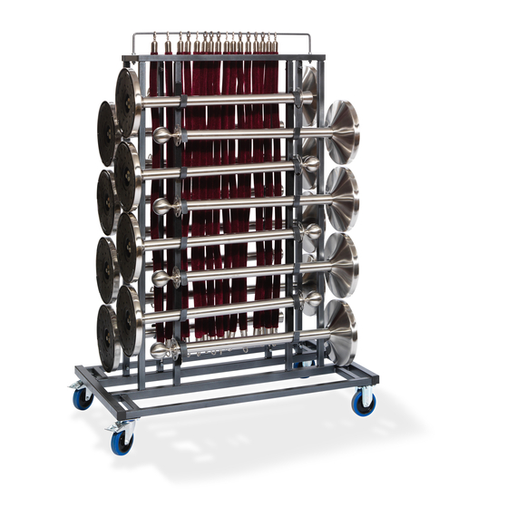 Feros Trolley Elegance - für 16 Absperrpfosten und Seile, Hammerite Silber, Bild 2
