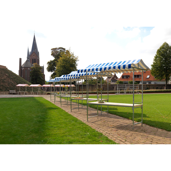 Feros Maastricht - professioneller Marktstand 200x151x232 cm, Blau/Weiß, Bild 5