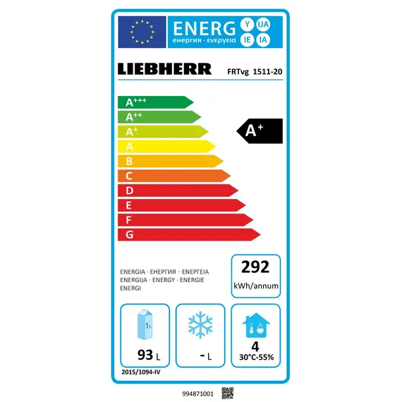 Liebherr FRTvg 1511 Performance unterbaufähiger Gewerbekühlschrank mit Glastür & Umluftkühlung, Weiß, Türart : Glastür, Farbe: Weiß, Bild 6
