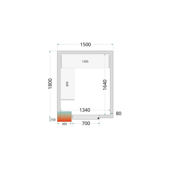 Tefcold Kühlzellen-Wandelemente 80 mm CR 150x180x212 NF, Weiß