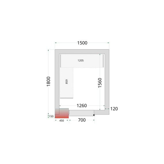 Tefcold Kühlzellen-Wandelemente 120 mm CR 150x180x220, Weiß