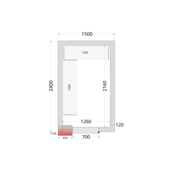 Tefcold Kühlzellen-Wandelemente 120 mm CR 150x240x220, Weiß