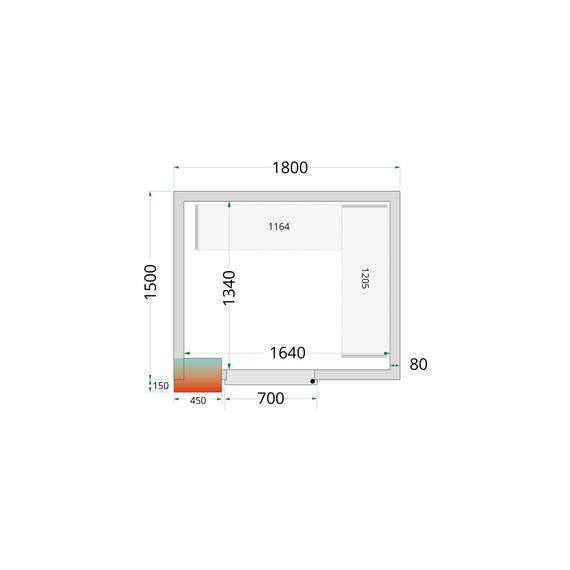 Tefcold Kühlzellen-Wandelemente 80 mm CR 180x150x220, Weiß