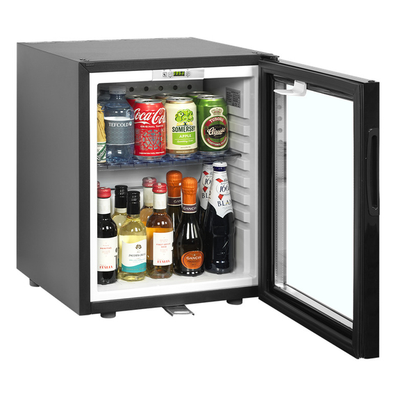 Tefcold Minibar-Kühlschrank mit Glastür TM35GC, Schwarz, EEK G, Bild 2