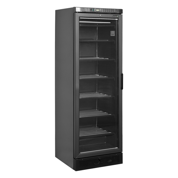 Tefcold Vitrinen-Gefrierschrank, Linksanschlag UFSC371G Black L/H, Schwarz, EEK C