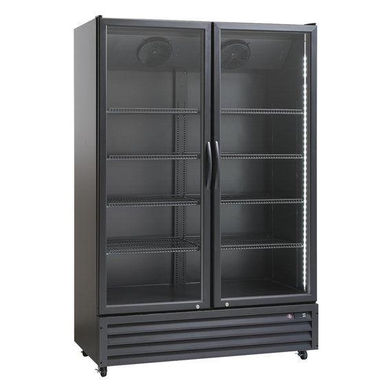 Tefcold Kühlschränke mit Glastüren SD1326Eblack, Schwarz, EEK D