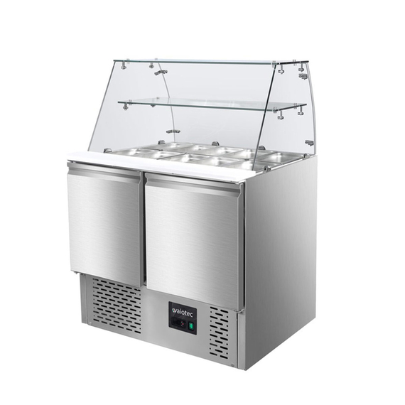 Vaiotec Gastro-Saladette, 2-fach mit eckigem Glasaufsatz, 900 × 700 mm, Bild 2