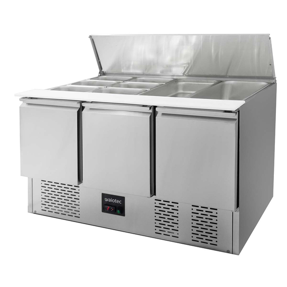 Vaiotec Gastro-Saladette, 3-fach mit Klappdeckel, 1365 × 700 mm, Bild 3