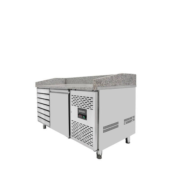 Vaiotec Gastro-Pizzakühltisch, 1-türig & 7 Schubladen grau, 1510 × 800 mm, Bild 3