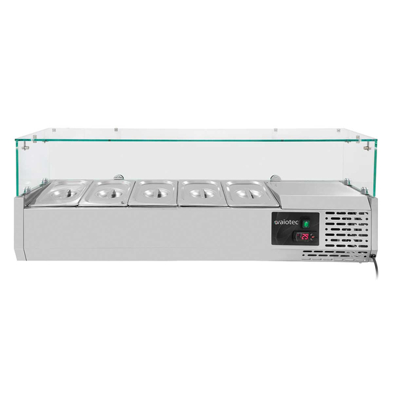 Vaiotec Gastro-Kühlaufsatz mit Glasabdeckung 5xGN1/4, 1200 × 335 mm