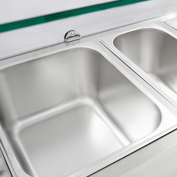 Vaiotec Gastro-Kühlaufsatz mit Glasabdeckung 5xGN1/4, 1200 × 335 mm, Bild 6