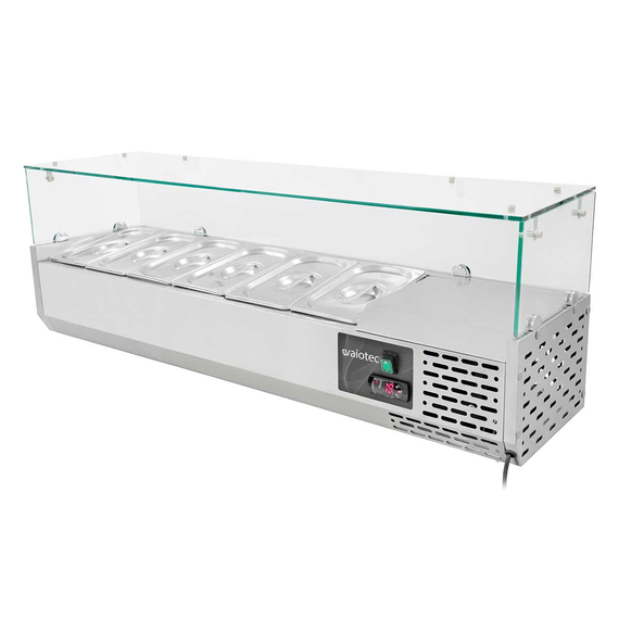 Vaiotec Gastro-Kühlaufsatz mit Glasabdeckung 6xGN1/4, 1400 × 335 mm, Bild 3