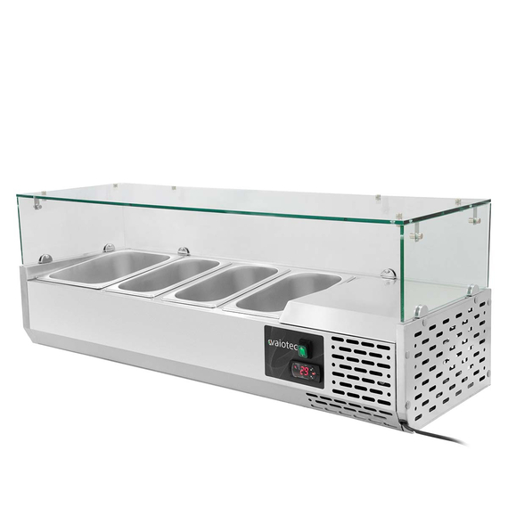 Vaiotec Gastro-Kühlaufsatz mit Glasabdeckung 3xGN1/3 + 1xGN1/2, 1200 × 395 mm, Bild 3