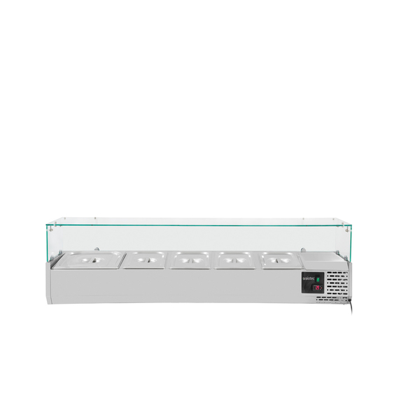 Vaiotec Gastro-Kühlaufsatz mit Glasabdeckung 4xGN1/3 + 1xGN1/2, 1400 × 395 mm