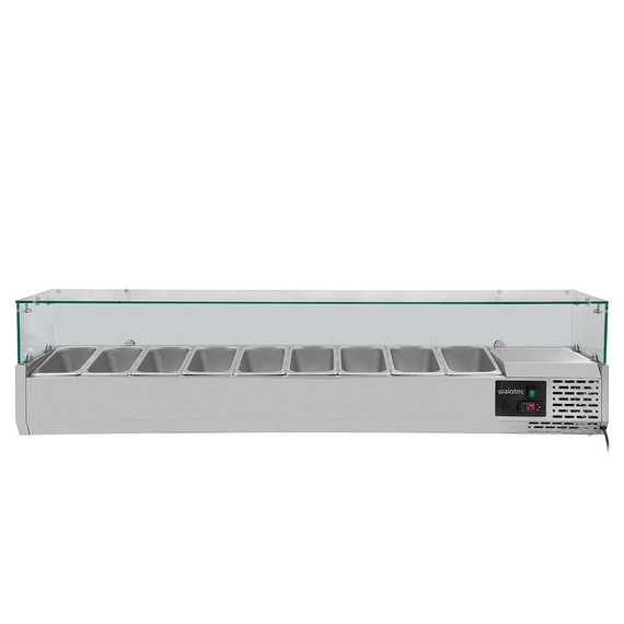 Vaiotec Gastro-Kühlaufsatz mit Glasabdeckung 9xGN1/3, 2000 × 395 mm