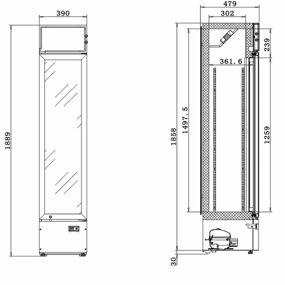 Vaiotec Topline Gastro-Getränkekühlschrank 1 Tür, 155 Liter mit Leuchtaufsatz schwarz, 390 × 480 mm, Bild 9