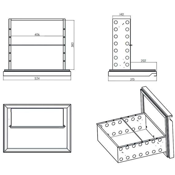Vaiotec Gastro-Barkühltisch schwarz, 4 Schubladen – 280 l, 1465 × 520 mm, Bild 12
