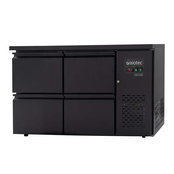 Vaiotec Gastro-Barkühltisch schwarz, 4 Schubladen – 280 l, 1465 × 520 mm, Bild 3