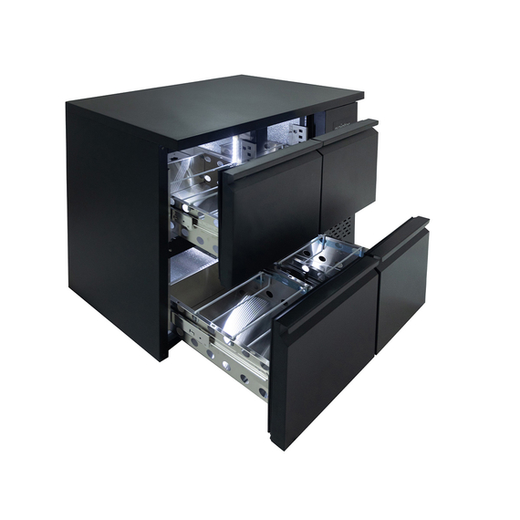 Vaiotec Gastro-Barkühltisch schwarz, 4 Schubladen – 280 l, 1465 × 520 mm, Bild 4