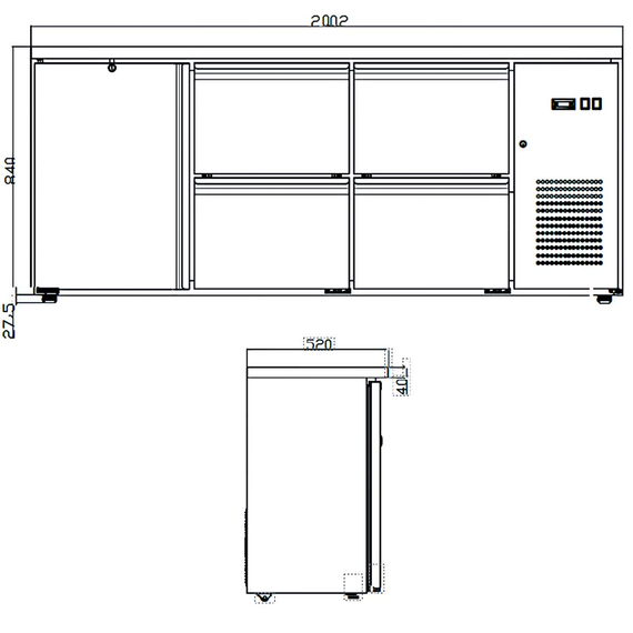 Vaiotec Gastro-Barkühltisch schwarz, 6 Schubladen – 425 l, 2005 × 520 mm, Bild 12
