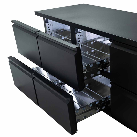 Vaiotec Gastro-Barkühltisch schwarz, 6 Schubladen – 425 l, 2005 × 520 mm, Bild 4