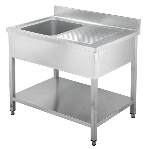 Vaiotec Gastro-Spültisch, 1 Becken links mit Abtropffläche, 1000 × 600 mm