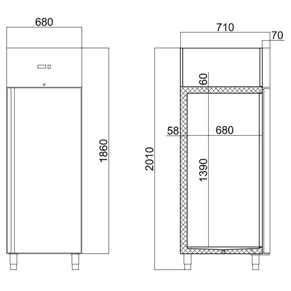Vaiotec Gewerbekühlschrank 429 L, 1-türig GN 1/1, 680 × 710 mm, Bild 10