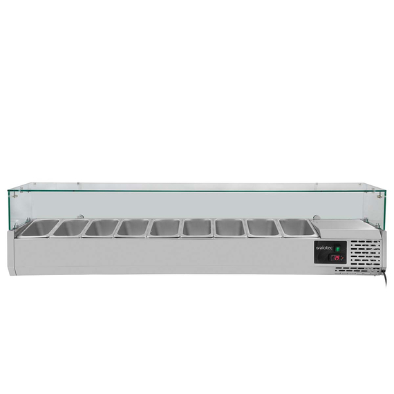 Vaiotec Gastro-Kühlaufsatz mit Glasabdeckung 9xGN1/4, 1800 × 335 mm