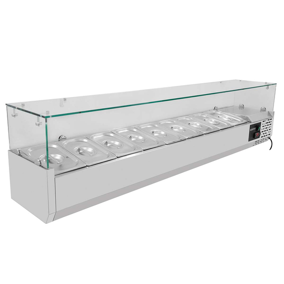 Vaiotec Gastro-Kühlaufsatz mit Glasabdeckung 9xGN1/4, 1800 × 335 mm, Bild 2