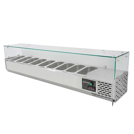 Vaiotec Gastro-Kühlaufsatz mit Glasabdeckung 9xGN1/4, 1800 × 335 mm, Bild 3