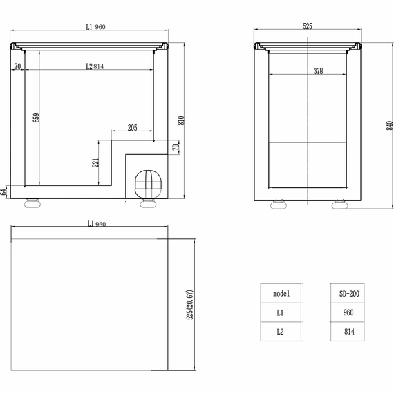 Vaiotec Gewerbe-Tiefkühltruhe 200 mit Glasschiebedeckel, 960 × 525 mm, Bild 4