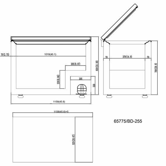 Vaiotec Gastro-Kühl-/Tiefkühltruhe 255 mit Klappdeckel, 1164 × 560 mm, Bild 7