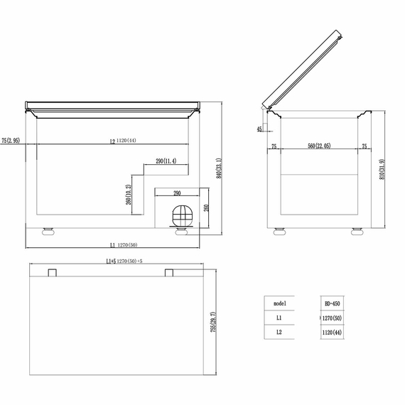 Vaiotec Gastro-Kühl-/Tiefkühltruhe 450 mit Klappdeckel, 1275 × 750 mm, Bild 7