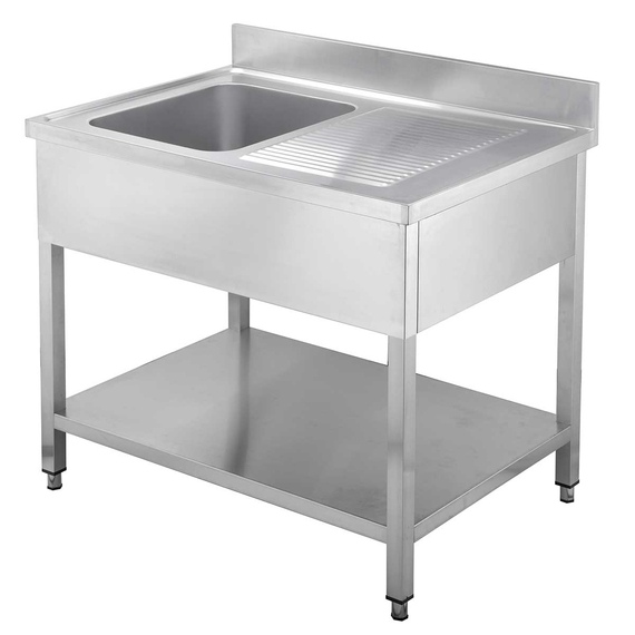 Vaiotec Gastro-Spültisch, 1 Becken links und Abtropffläche, 1200 × 700 mm