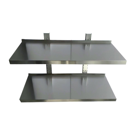 Vaiotec Gastro-Wandbord inkl. Konsolen zur Wandbefestigung, 2 Etagen, 2000 × 400 mm