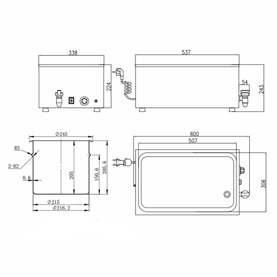 Vaiotec Bain-Marie mit Ablasshahn GN 1/1, 338 × 600 mm, Bild 7