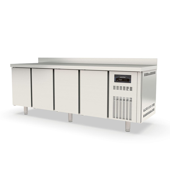 Vaiotec Topline Gastro-Kühltisch, 4-fach GN 1/1 mit 4 Türen & Aufkantung, 2245 × 700 mm