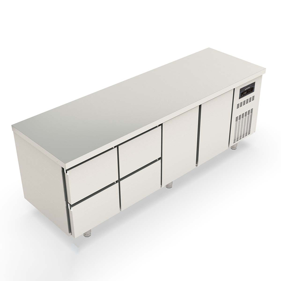 Vaiotec Topline Gastro-Kühltisch, 4-fach GN 1/1 mit 4 Schubladen, 2 Türen, 2245 × 700 mm, Bild 2