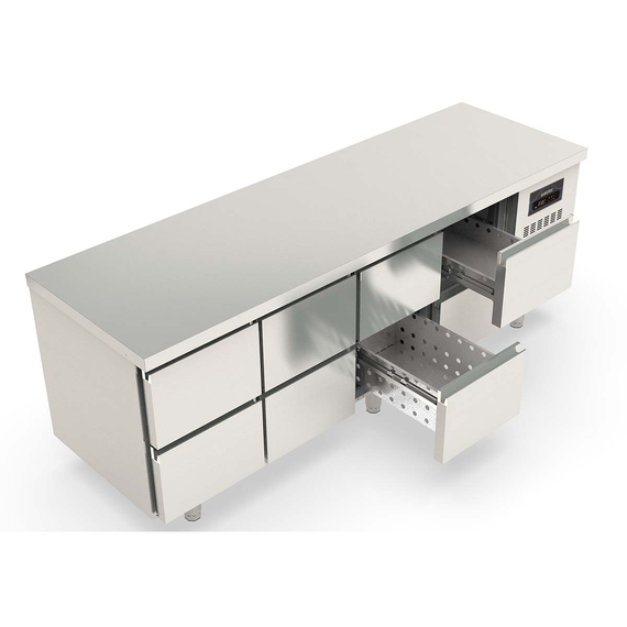 Vaiotec Topline Gastro-Kühltisch, 4-fach GN 1/1 mit 8 Schubladen, 2245 × 700 mm, Bild 2