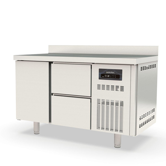 Vaiotec Topline Gastro-Tiefkühltisch, 2-fach GN 1/1 mit 2 Schubladen, 1 Tür & Aufkantung, 1345 × 700 mm