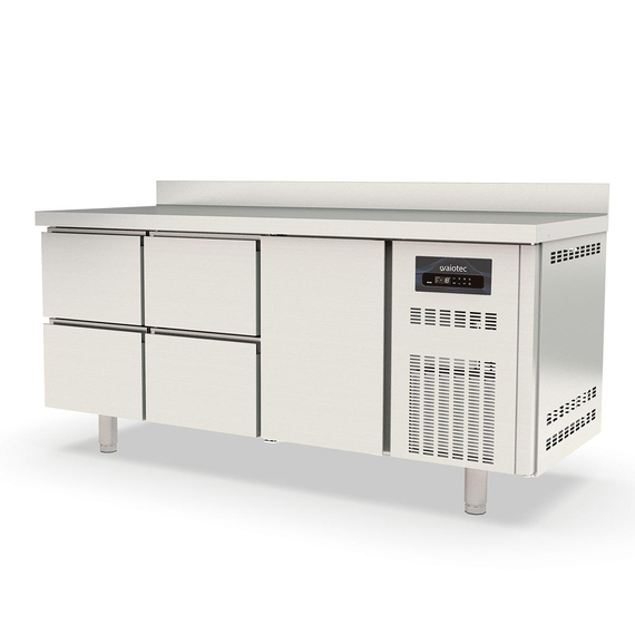Vaiotec Topline Gastro-Tiefkühltisch, 3-fach GN 1/1 mit 4 Schubladen, 1 Tür & Aufkantung, 1795 × 700 mm