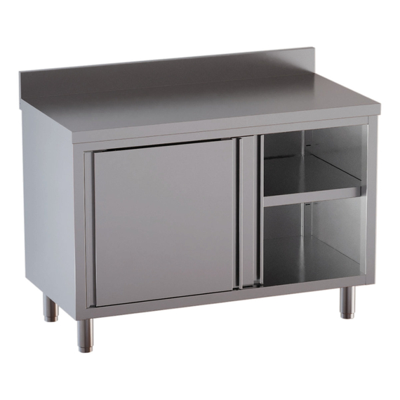 Vaiotec Topline Gastro-Arbeitsschrank, 2 Schiebetüren & Aufkantung, 1400 × 600 mm