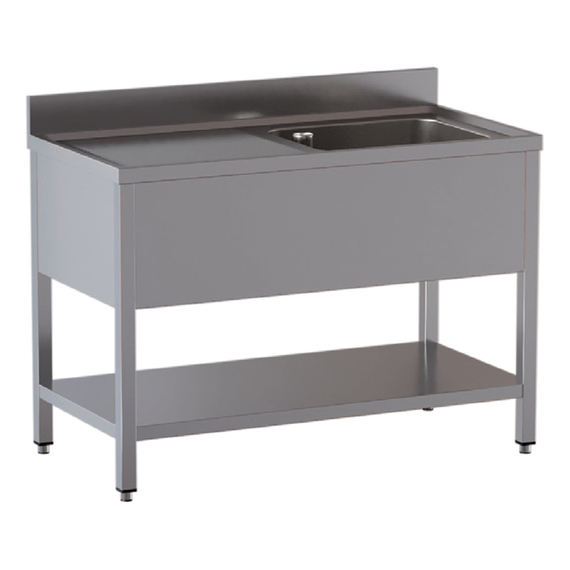 Vaiotec Topline Gastro-Spültisch, 1 Becken rechts + Abtropffläche, 1000 × 700 mm