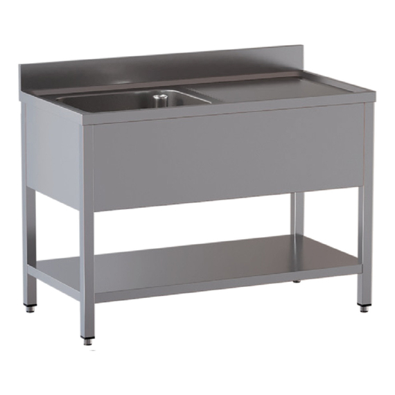 Vaiotec Topline Gastro-Spültisch, 1 Becken links + Abtropffläche, 1200 × 700 mm