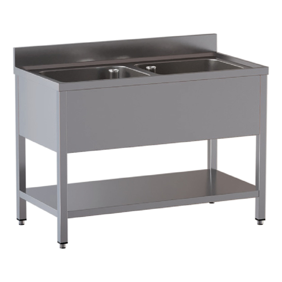 Vaiotec Topline Gastro-Spültisch, 2 Becken, 1000 × 700 mm