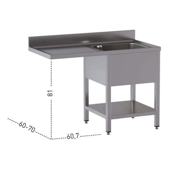 Vaiotec Topline Gastro-Spülcenter, 1 Becken rechts, 1200 × 700 mm, Bild 2